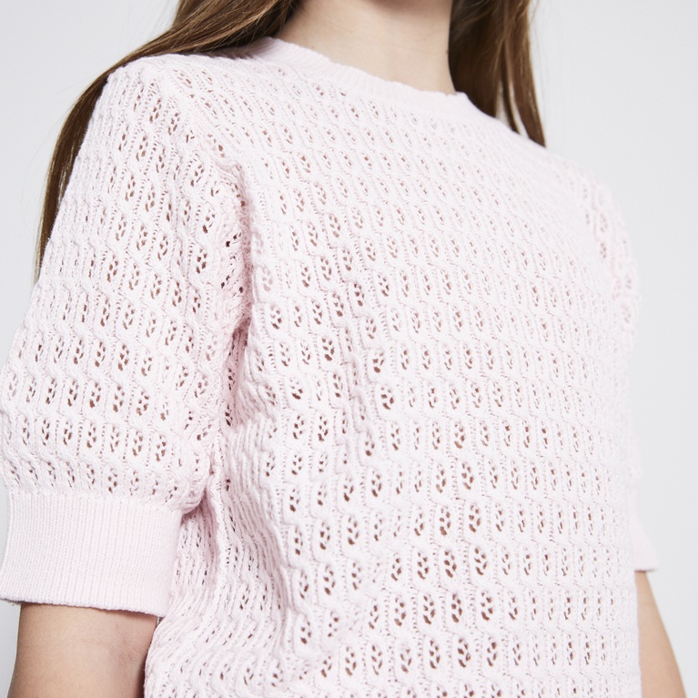 Crochet knit tee "Viola star" Soft Pink